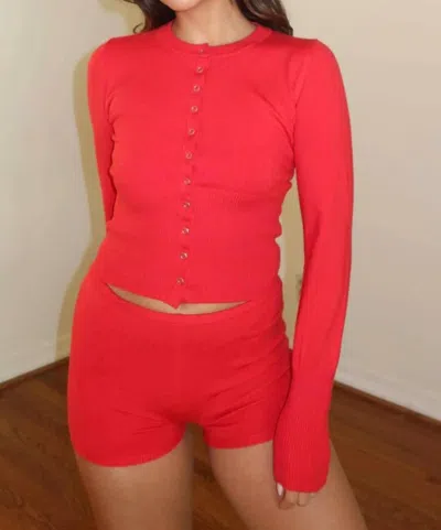 Et Clet The Mini Shorts In Cherry Red In Animal Print