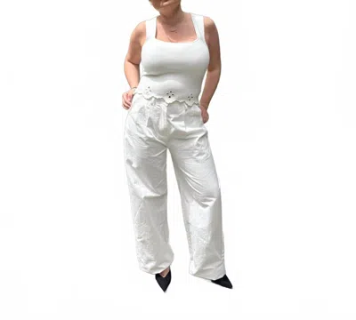 Et Clet Women's Blanc Cotton Chino Pants In White