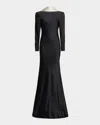 Et Ochs Allegra Draped Low-back Charmeuse Gown In Black