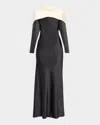 Et Ochs Allegra Draped Low-back Charmeuse Gown In Black