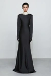 Et Ochs Allegra Draped Low-back Charmeuse Gown In Black