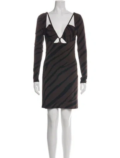 Pre-owned Et Ochs Animal Print Mini Dress In Brown