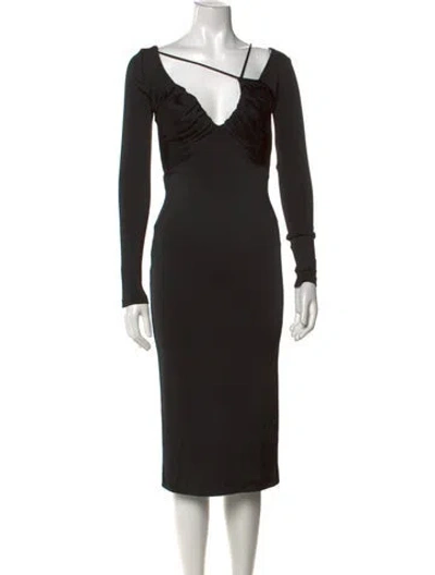 Pre-owned Et Ochs Asymmetrical Midi Length Dress In Black
