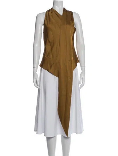 Pre-owned Et Ochs Asymmetrical Sleeveless Top In Brown