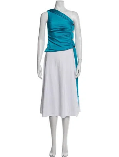 Pre-owned Et Ochs Asymmetrical Sleeveless Top W/ Tags In Blue/white