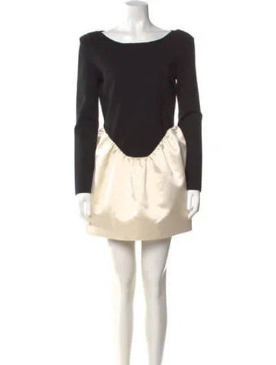 Pre-owned Et Ochs Bateau Neckline Mini Dress In Black