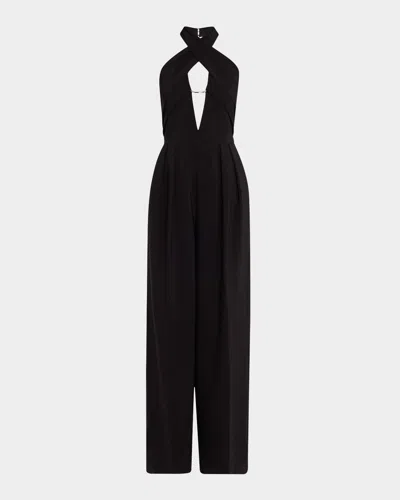 Et Ochs Bridgely Pleated Cutout Halter Jumpsuit In Black