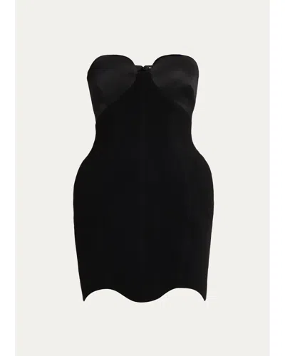 Et Ochs Calvin Strapless Sweetheart Combo Mini Dress In Black