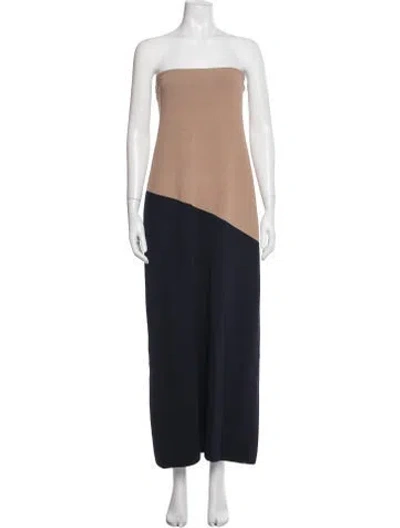 Pre-owned Et Ochs Colorblock Pattern Long Dress In Blue