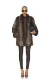 Et Ochs Cooper Pelted Coat In Mocha Multi