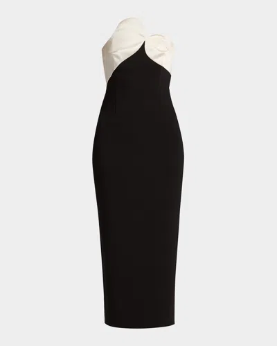 Et Ochs Court Combo Strapless Midi Dress In Black