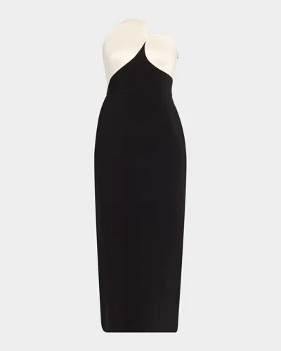 ET OCHS COURT STRAPLESS TWO-TONE BODYCON MIDI DRESS