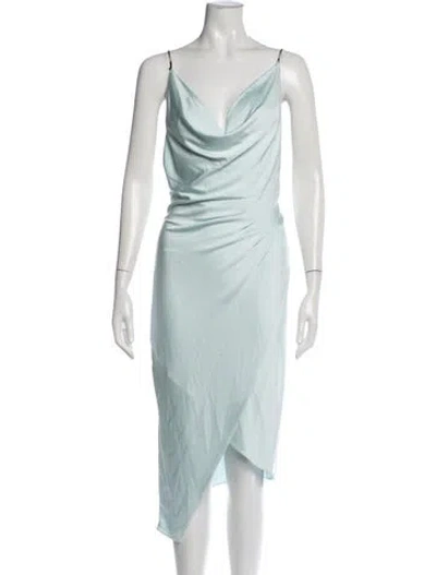 Pre-owned Et Ochs Cowl Neck Midi Length Dress In Blue