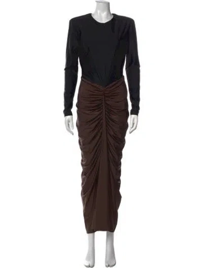 Pre-owned Et Ochs Crew Neck Long Dress In Brown