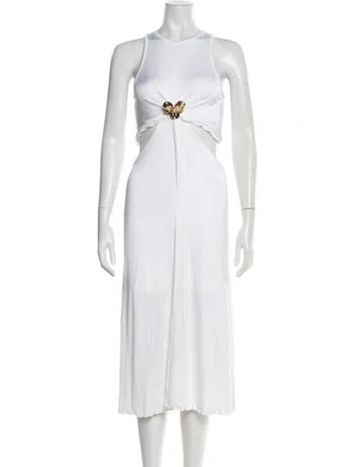 Pre-owned Et Ochs Crew Neck Long Dress In White