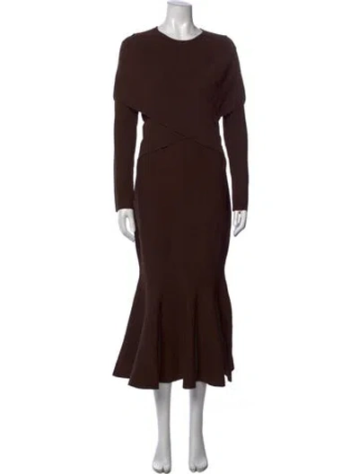 Pre-owned Et Ochs Crew Neck Midi Length Dress In Brown