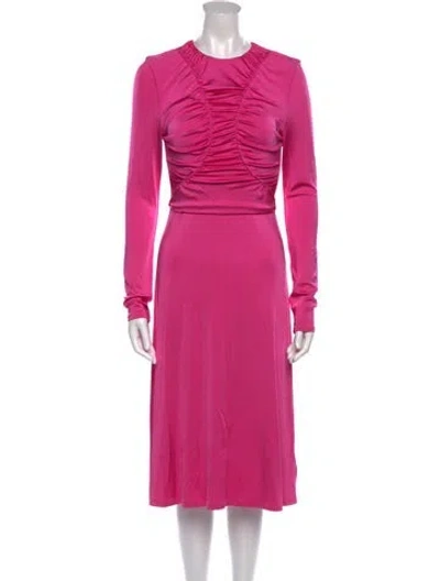 Pre-owned Et Ochs Crew Neck Midi Length Dress In Pink