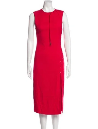 Pre-owned Et Ochs Crew Neck Midi Length Dress In Red