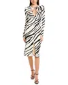 Et Ochs Eleanor Zebra-print Keyhole Midi Dress In Black