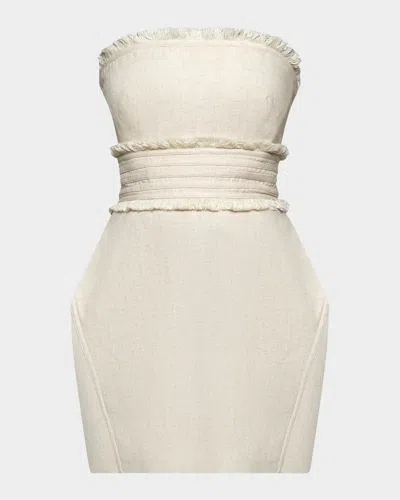Et Ochs Elettra Strapless Fringe-trim Mini Dress In Neutral