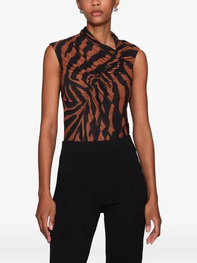 Et Ochs Emilio Zebra-print Ruched Bodie In Black