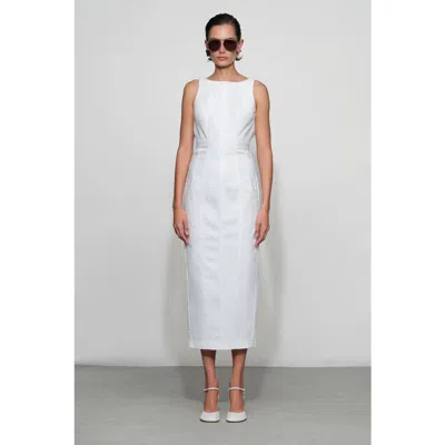 Et Ochs Farley Denim Midi Dress In White