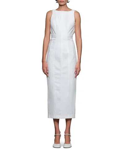 Et Ochs Farley Denim Midi Dress In White