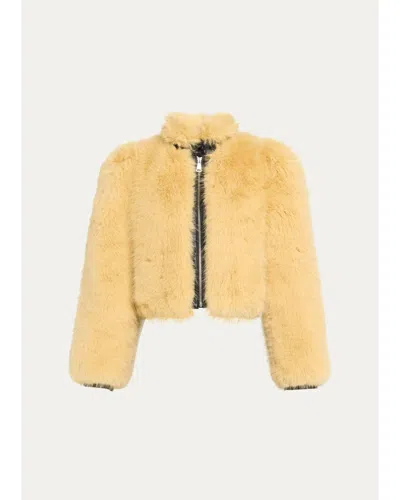 Et Ochs Finley Faux Fur And Faux Leather Combo Jacket In Flax Black
