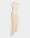 Et Ochs Francis Draped Compact Knit Midi Dress In Gray