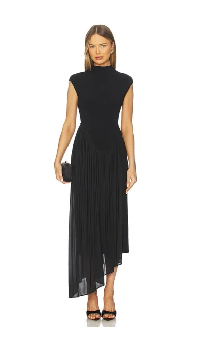 Et Ochs Francis Knit Combo Midi Dress In Black