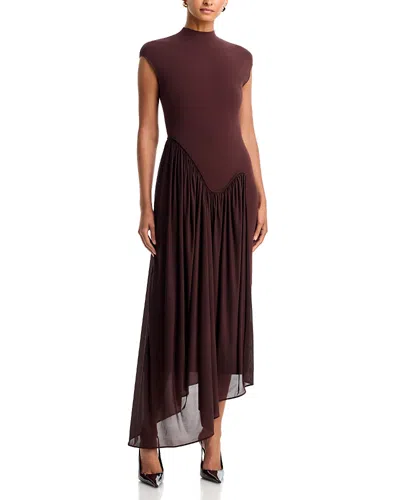 Et Ochs Francis Knit Combo Midi Dress In Burgundy