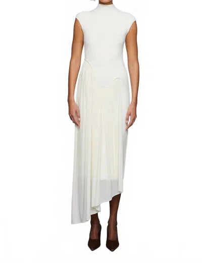 Et Ochs Francis Knit Combo Midi Dress In Ivory In White
