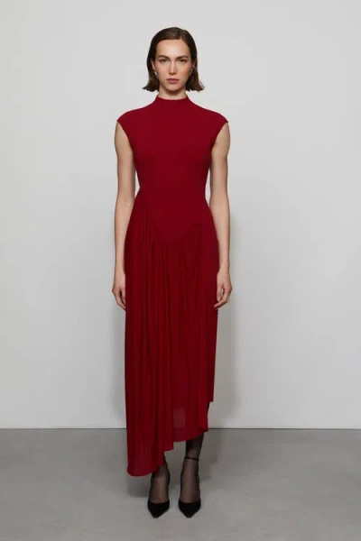 Et Ochs Francis Knit Combo Midi Dress In Red