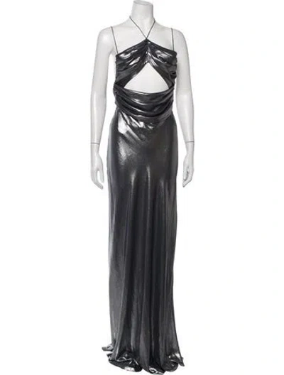 Pre-owned Et Ochs Halterneck Long Dress In Grey