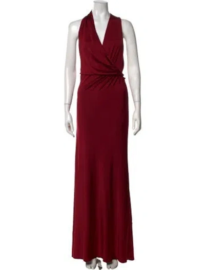 Pre-owned Et Ochs Halterneck Long Dress In Red
