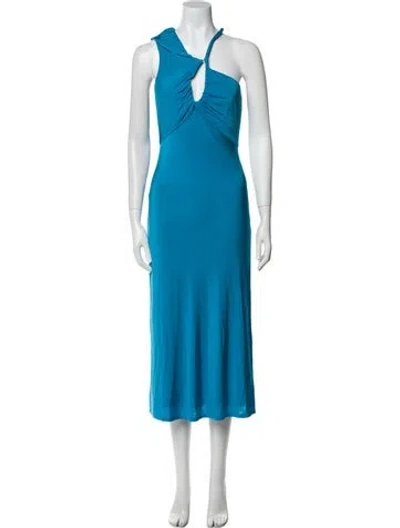 Pre-owned Et Ochs Halterneck Midi Length Dress In Blue