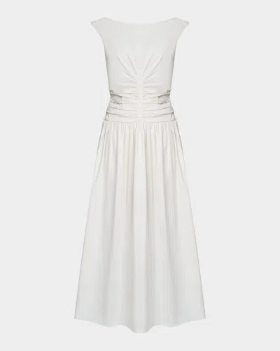 Et Ochs Imani Ruched Cotton Poplin Midi Dress In White