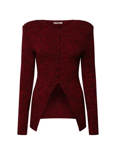 Et Ochs Marl-effect Cut-out Cardigan In Red