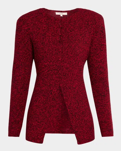 Et Ochs Mischa Marled Knit Structured Cardigan In Red