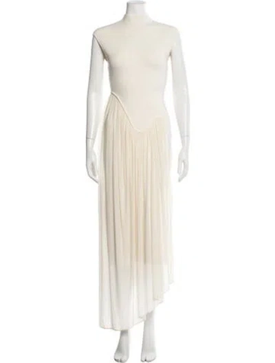 Pre-owned Et Ochs Mock Neck Long Dress In Neutrals