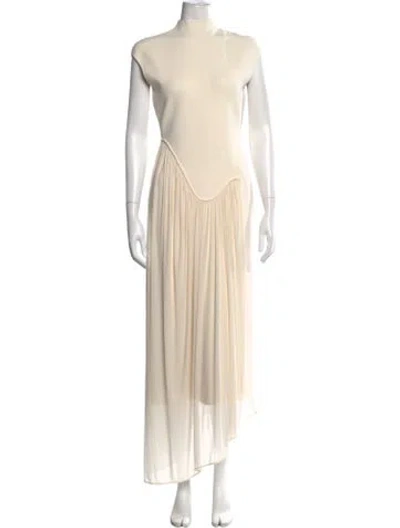 Pre-owned Et Ochs Mock Neck Long Dress In Neutrals
