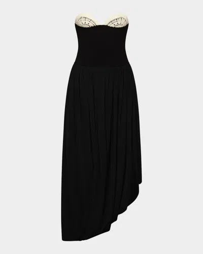 Et Ochs Noa Strapless Crochet-trim Maxi Dress In Black