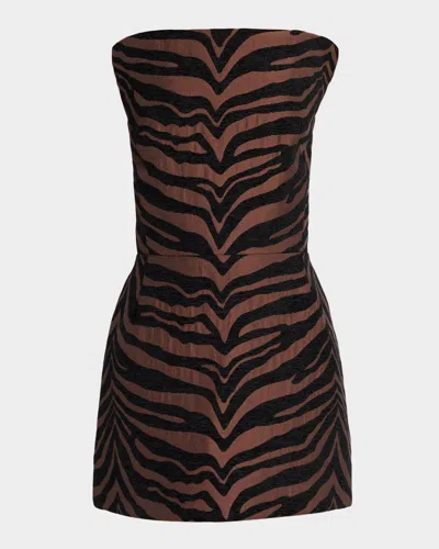 Et Ochs Odette Strapless Tiger Jacquard Mini Dress In Mochablack