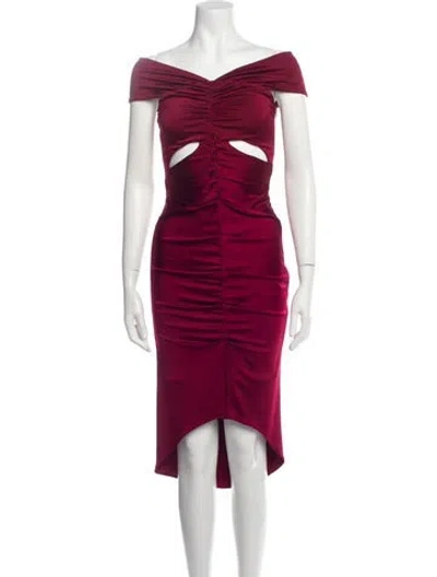 Pre-owned Et Ochs Off-the-shoulder Midi Length Dress In Burgundy