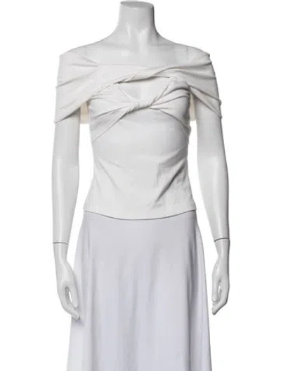 Pre-owned Et Ochs Off-the-shoulder Short Sleeve Top In White