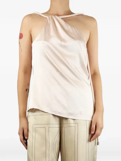 Pre-owned Et Ochs One-shoulder Neck-tie Top In Neutral
