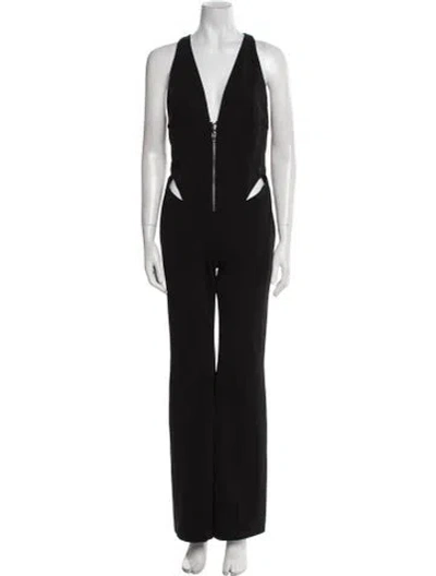 Pre-owned Et Ochs Plunge Neckline Jumpsuit In Black