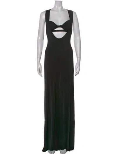 Pre-owned Et Ochs Plunge Neckline Long Dress In Black