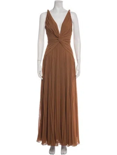 Pre-owned Et Ochs Plunge Neckline Long Dress In Brown