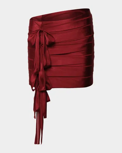 Et Ochs Reed Bow-embellished Satin Chiffon Mini Skirt In Red